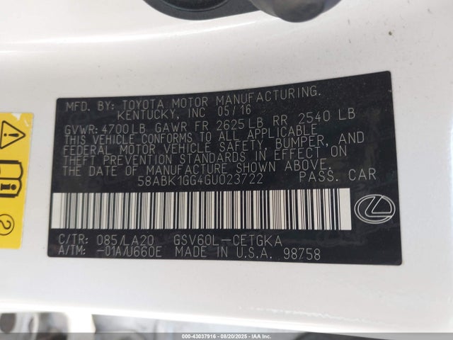 58ABK1GG4GU023722 Lexus 2gr-fe