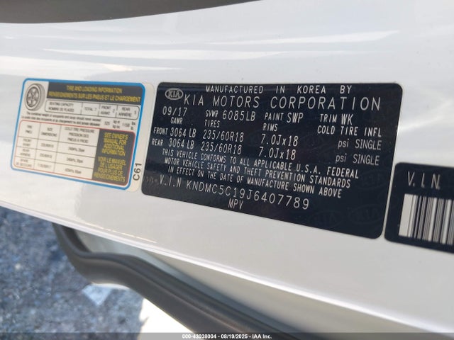 KNDMC5C19J6407789 KIA Sedona