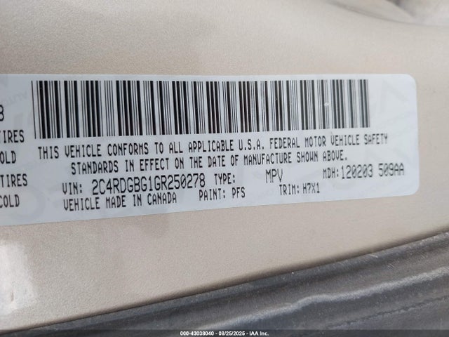 2C4RDGBG1GR250278 Dodge Grand Caravan