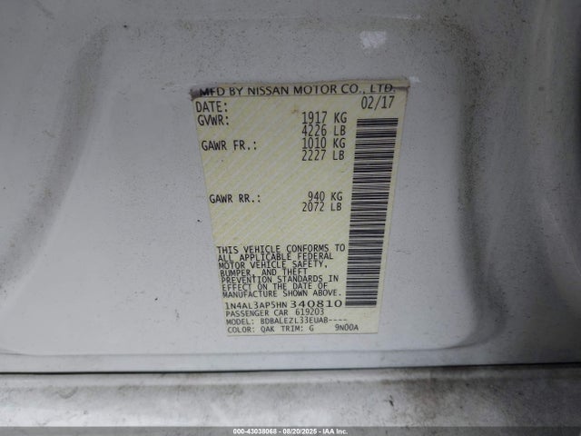 1N4AL3AP5HN340810 Nissan Altima