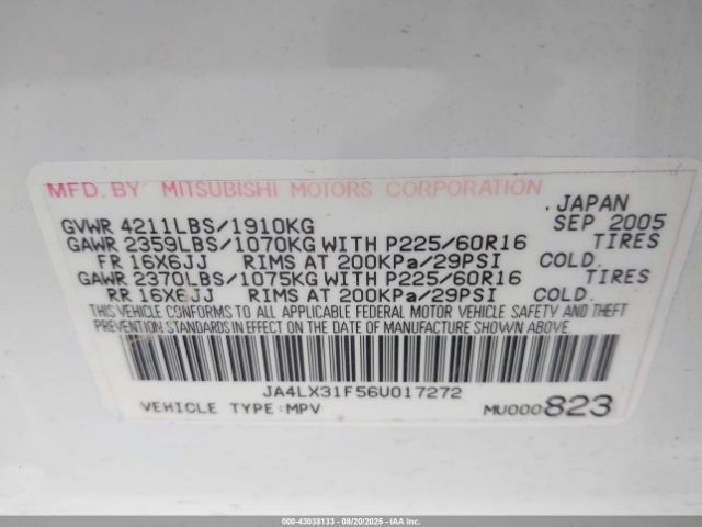 2006 MITSUBISHI OUTLANDER JA4LX31F56U017272 Photo 8