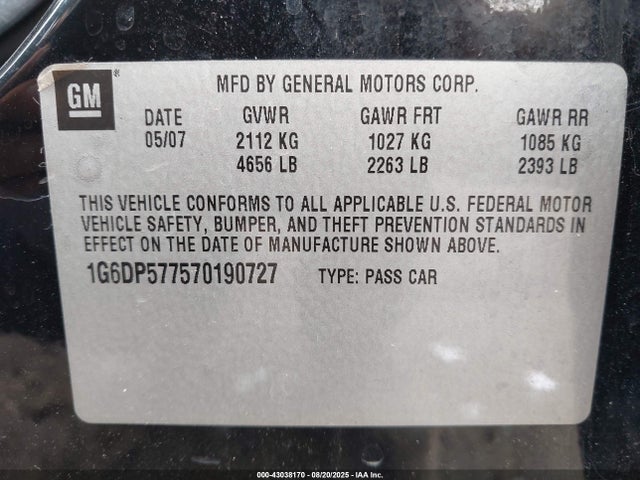 2007 CADILLAC CTS 1G6DP577570190727 Photo 8
