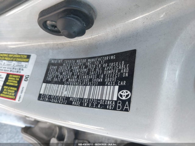 5YFBURHE6JP785231 Toyota 2zr-fe