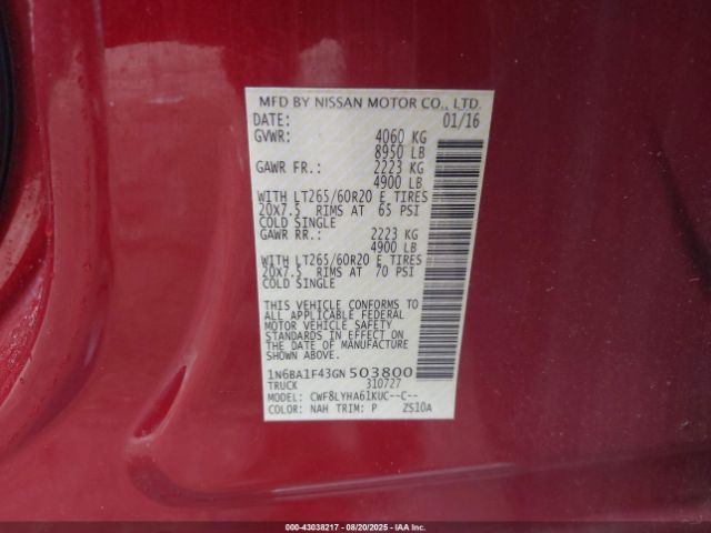 2016 NISSAN TITAN XD 1N6BA1F43GN503800 Photo 8