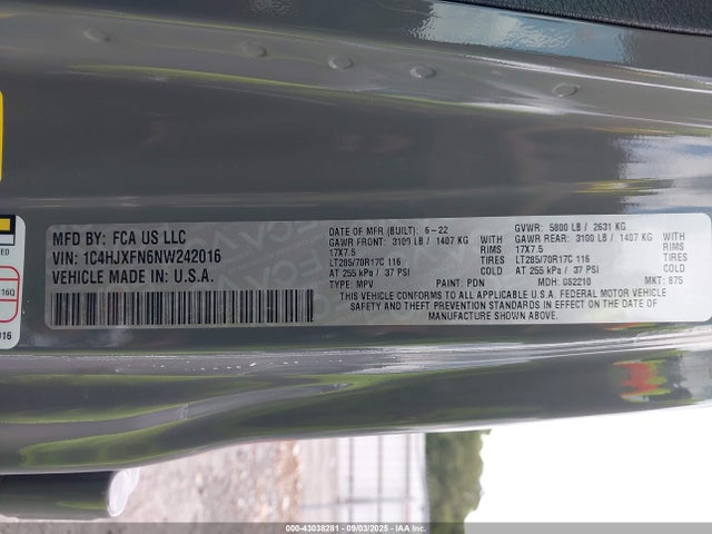 1C4HJXFN6NW242016 Jeep Wrangler