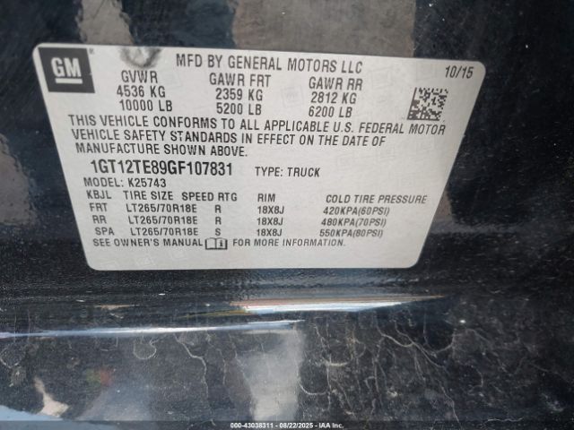 2016 GMC SIERRA 2500HD 1GT12TE89GF107831 Photo 8