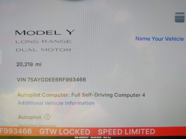 2024 TESLA MODEL Y 7SAYGDEE6RF993466 Photo 6