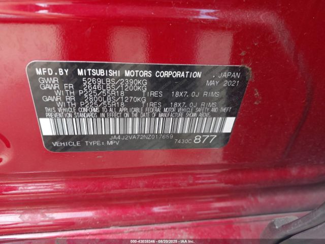 2022 MITSUBISHI OUTLANDER PHEV JA4J2VA72NZ017659 Photo 8