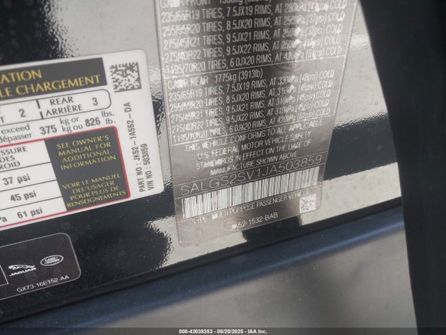 Land Rover aj126 2018 SALGS2SV1JA503859 Image 9