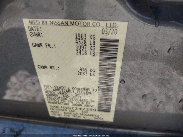 Nissan Altima 2020 1N4BL4CV8LC247399 Image 9