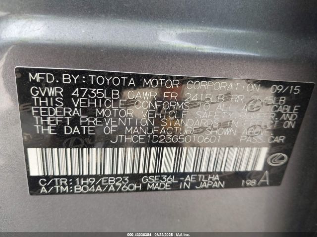 2016 LEXUS IS 350 JTHCE1D23G5010601 Photo 8