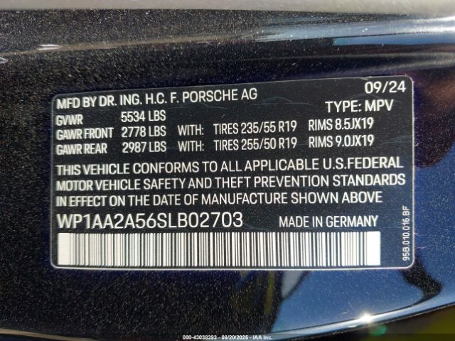 2025 PORSCHE MACAN WP1AA2A56SLB02703 Photo 8