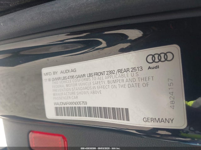 43038399 :رقم المزاد ، WAUDNAF4XKN005759 vin ، 2019 Audi A4 45 Premium مزاد بيع