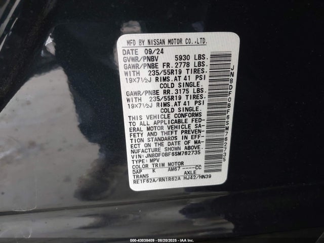 Nissan motor 2025 JN8DF0BF6SM762735 Image 9