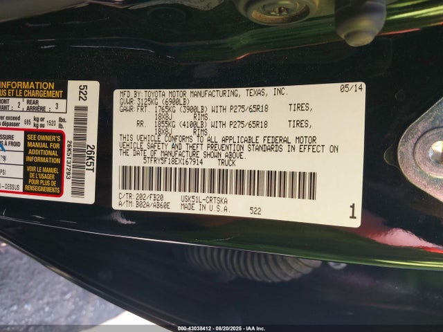 Toyota 3ur-fe 2014 5TFRY5F18EX167914 Image 9