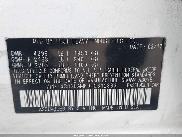 4S3GKAM60H3612383 Subaru na
