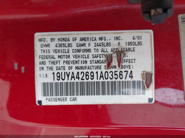 2001 ACURA CL 19UYA42691A035674 Photo 8