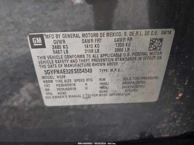 2014 CADILLAC SRX 3GYFNAE32ES654349 Photo 8