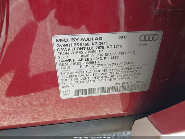 2018 AUDI Q5 WA1BNAFY1J2038317 Photo 8