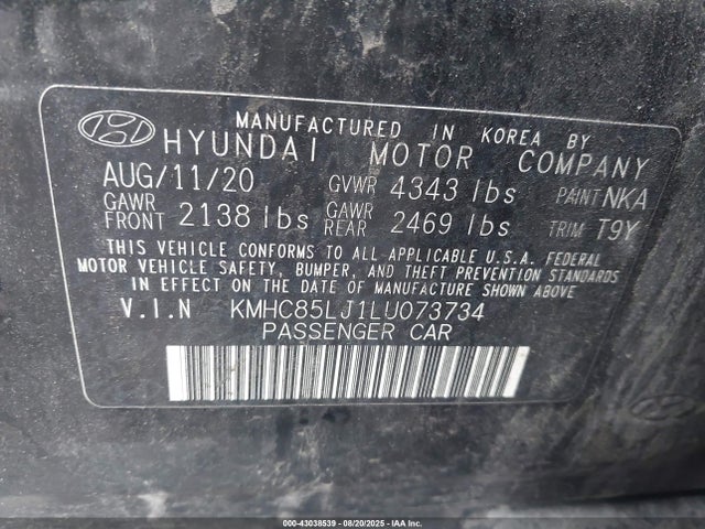 KMHC85LJ1LU073734 Hyundai hmc battery