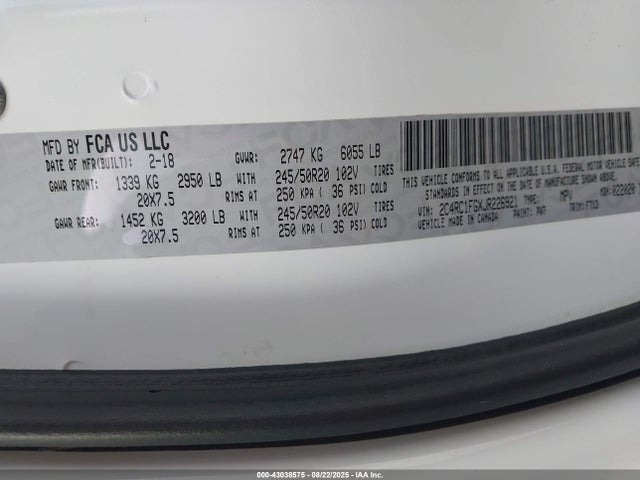 2C4RC1FGXJR226921 Chrysler Pacifica