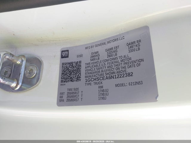 1GCHSCEA6N1222382 Chevrolet lcv