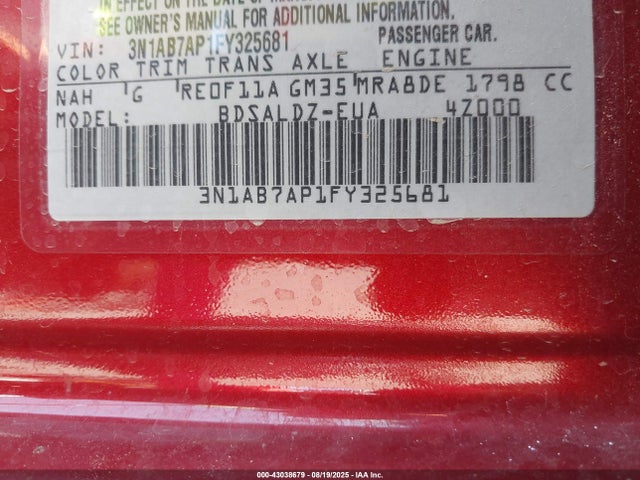 Nissan Sentra 2015 3N1AB7AP1FY325681 Image 9