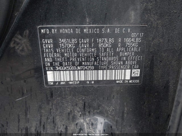 3HGGK5G69JM704259 Honda l15b1