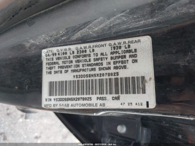 1999 SAAB 9-3 YS3DD58N5X2078025 Photo 8