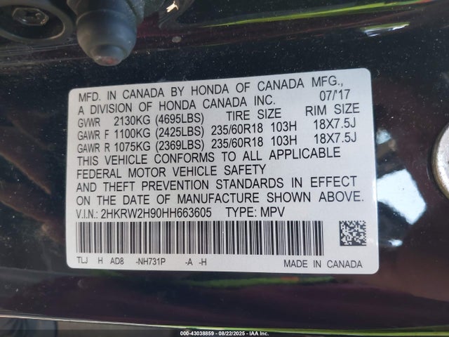 Honda l15be 2017 2HKRW2H90HH663605 Image 9