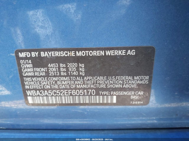 WBA3A5C52EF605170 BMW 328I