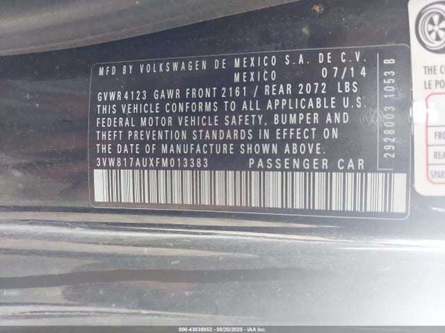 Volkswagen 1.8t 2015 3VW817AUXFM013383 Image 9