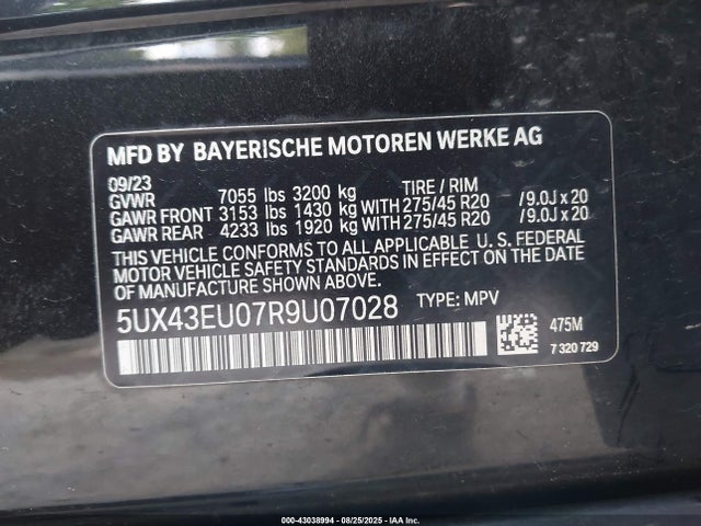 5UX43EU07R9U07028 BMW X5