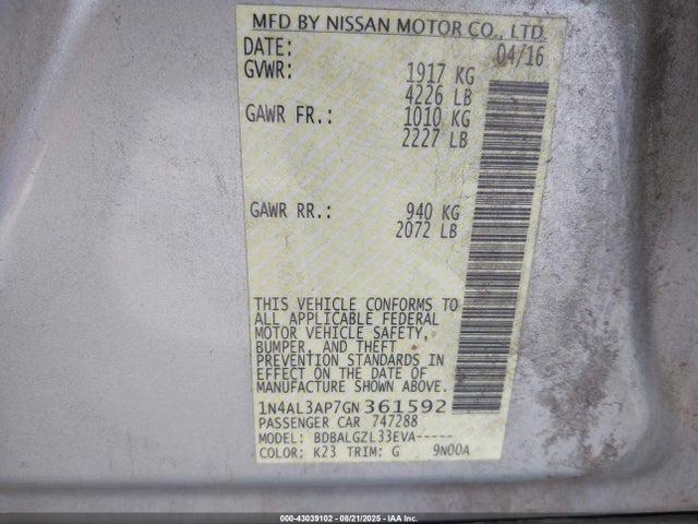 1N4AL3AP7GN361592 Nissan Altima
