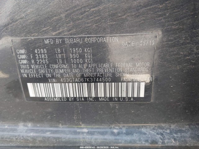 4S3GTAD67K3744500 Subaru Impreza