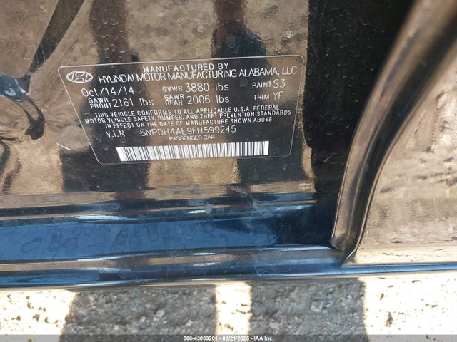 Hyundai dohc mpi nu 2015 5NPDH4AE9FH599245 Image 9