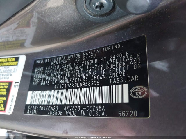4T1C11AK9LU958305 Toyota a25a-fks