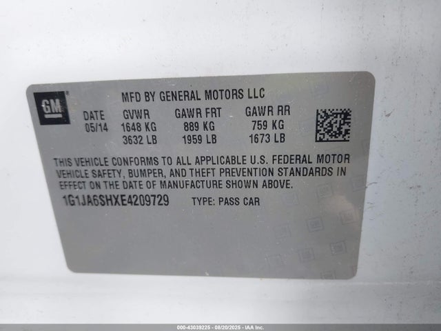 1G1JA6SHXE4209729 Chevrolet luw