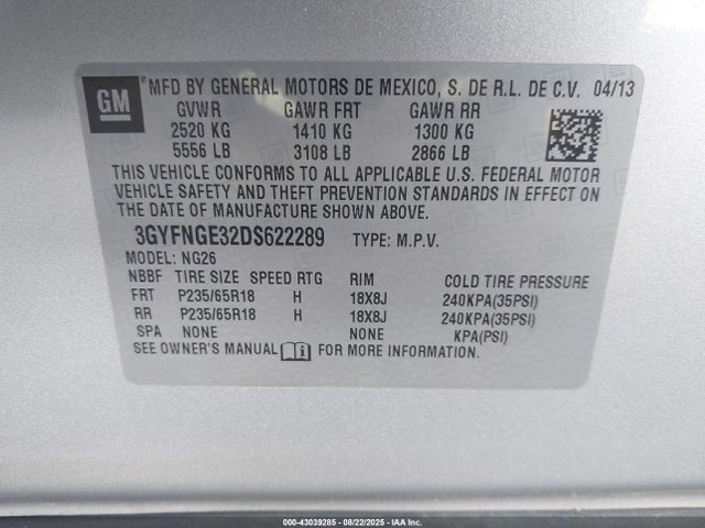 2013 CADILLAC SRX 3GYFNGE32DS622289 Photo 8