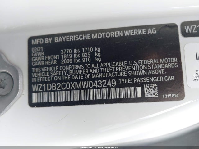 WZ1DB2C0XMW043249 Toyota Supra