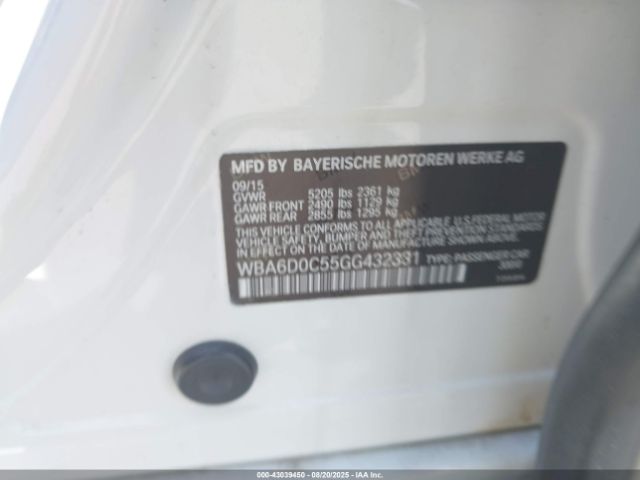 2016 BMW 640I GRAN COUPE WBA6D0C55GG432331 Photo 8