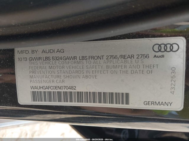 2014 AUDI A6 WAUHGAFC0EN070482 Photo 8