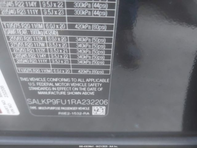 2024 LAND ROVER RANGE ROVER SALKP9FU1RA232206 Photo 8
