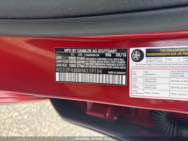 Aukcja sprzedaży 2017 Mercedes-benz E 300, vin: WDDZF4JB8HA119164, numer aukcji: 43039661
