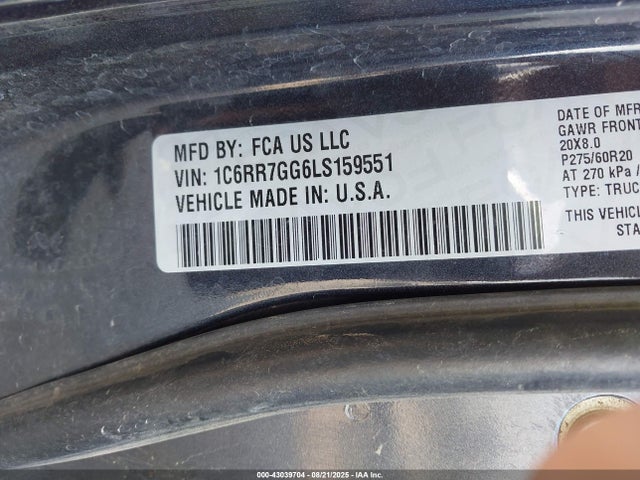 RAM 1500 2020 1C6RR7GG6LS159551 Image 9