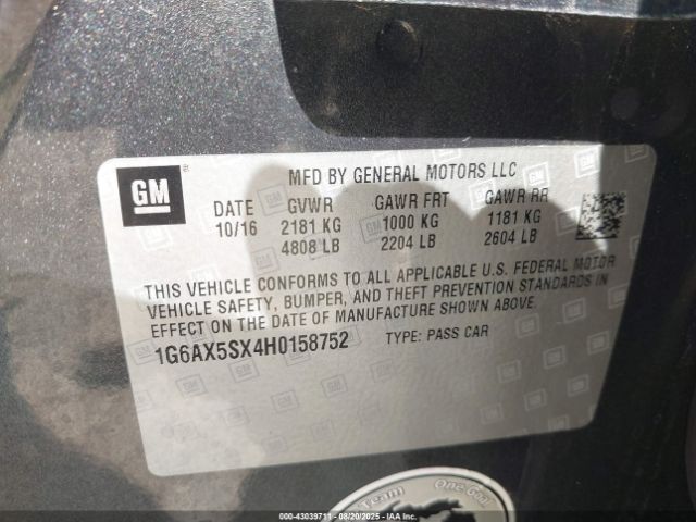 2017 CADILLAC CTS 1G6AX5SX4H0158752 Photo 8