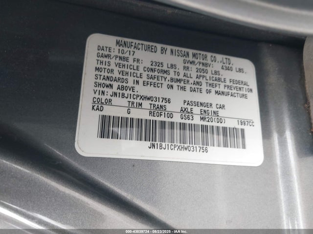 JN1BJ1CPXHW031756 Nissan ROGUE SPORT