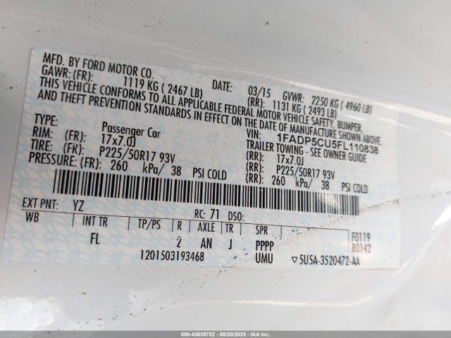 Ford 2015 2015 1FADP5CU5FL110838 Image 9