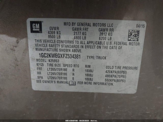 1GC2KWEGXFZ534381 Chevrolet l96