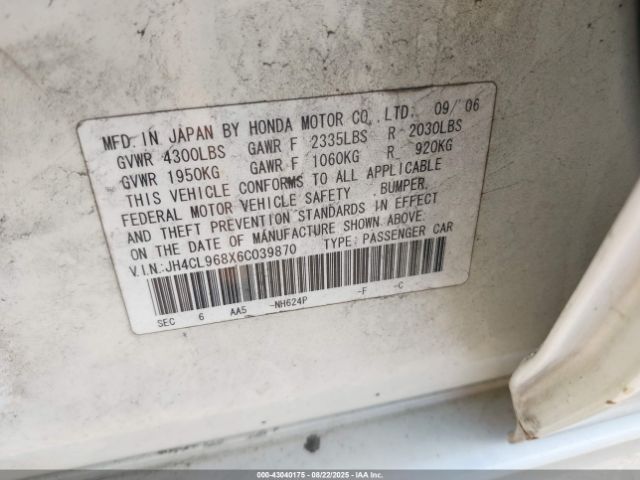 2006 ACURA TSX JH4CL968X6C039870 Photo 8
